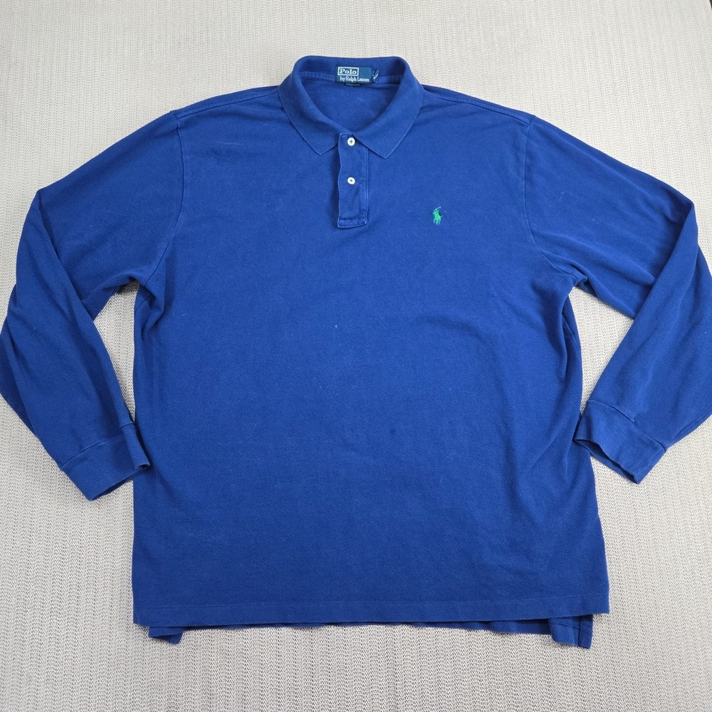 Polo Ralph Lauren Shirt Mens 2XL XXL‎ Blue Aqua Pony Long Sleeve Cotton Preppy